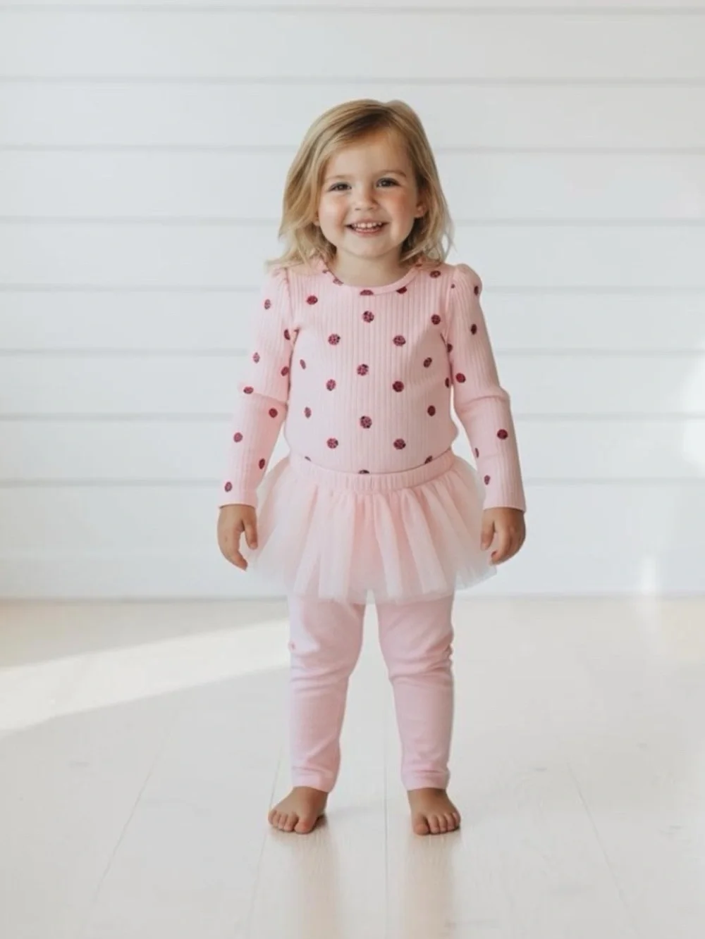 wonder nation Pink Ladybug Bodysuit And Matching Tulle Skegging Set